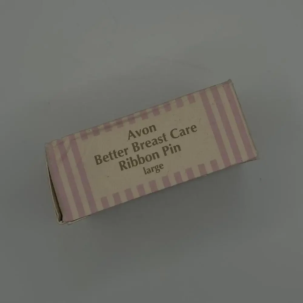 Vintage Avon 1993 Better Breast Care Pink Ribbon Pin –Gold Rose Brooch in Box - Picture 3 of 4